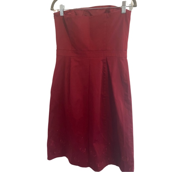 ❗️SOLD❗️Ann Taylor Red Strapless Mini-Midi Dress - Picture 3 of 4